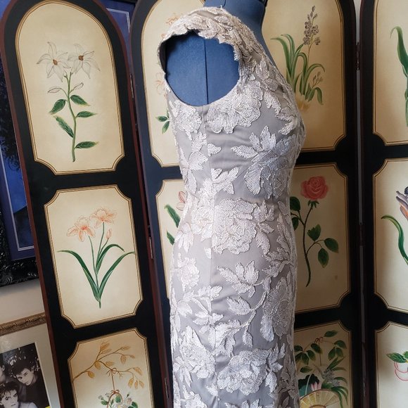 🎉HOST PICK🎉Tadashi Shoji Metallic Embroidered Lace Sheath - Picture 7 of 8